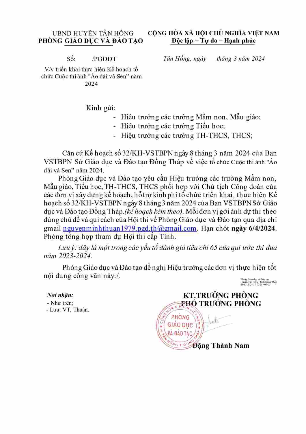 Copy of CONG VAN TRIEN KHAI KE HOACH HOI THI AO DAI VA SEN 2024