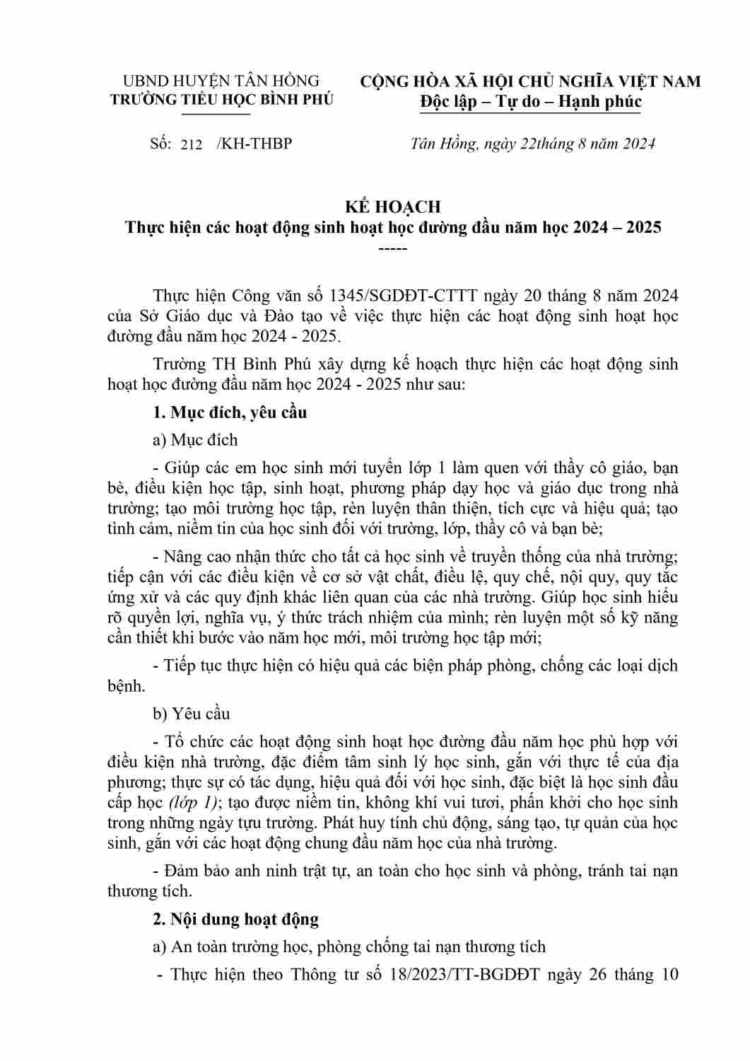 Thuc hien cac hoat dong sinh hoat hoc duong dau nam hoc 2024 - 2025-hình ảnh-0